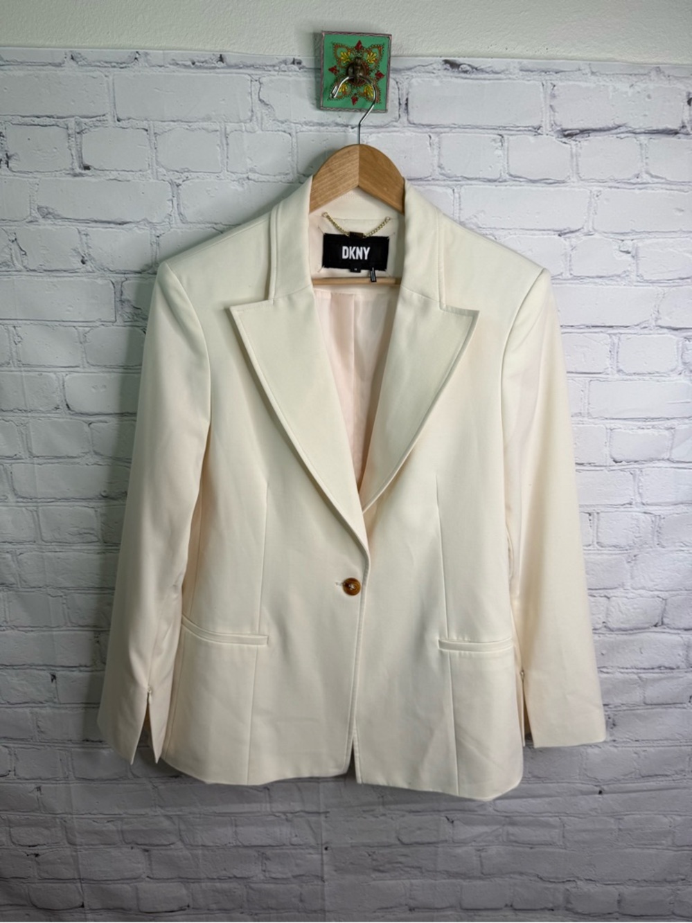 DKNY Cream Single Button Business Casual Blazer 14